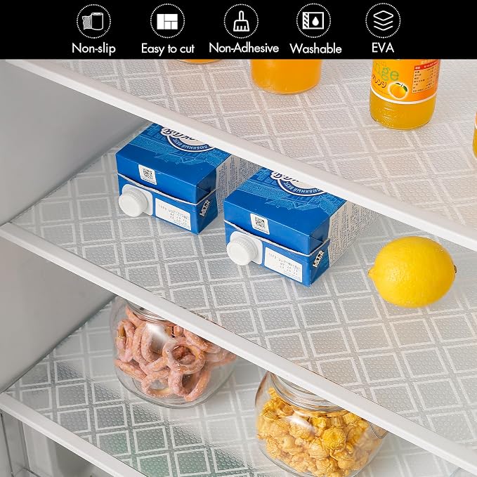Cooyes Shelf Liners for Kitchen Cabinets – Non Adhesive Drawer and Cabinet Liner, Waterproof and Oil-Proof Kitchen Cupboard Shelf Paper EVA Material Fridge Liner for Refrigerator – Modern Pattern - Image 7
