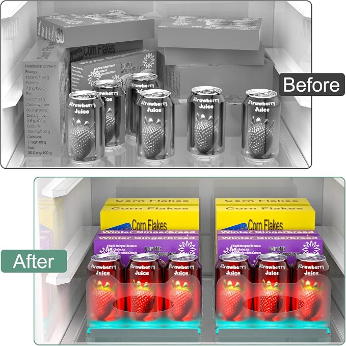 Freezer Organizer,12" Visible Fridge Organizer Rack with Removable Dividers | Freely Adjustable,Easy to Pull Out and Carry Handle, Fits Refrigerator Frozen Meals, Lunch Meat Box, Cheeses, Mint Green - Image 6