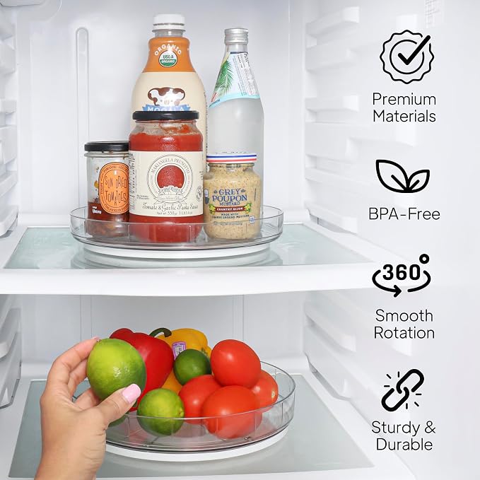 NOSTALGIQ 3-Pack Lazy Susan Organizer | Rotating Pantry Organizers and Storage | Clear Lazy Susan for Table Top, Cabinet Organizer, Perfume Organizer, Spice Rack Organizer (9", 10", 11") - Image 4