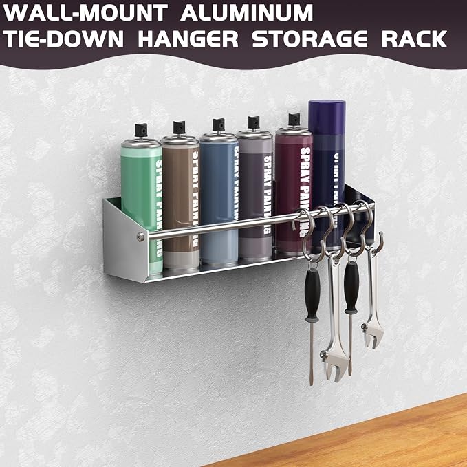 Silver Aluminum Wall Mount Spray Can Storage Rack | Heavy-Duty Aerosol Paint Bottle Organizer For Garage, Workspace & Enclosed Race Trailers - Image 6