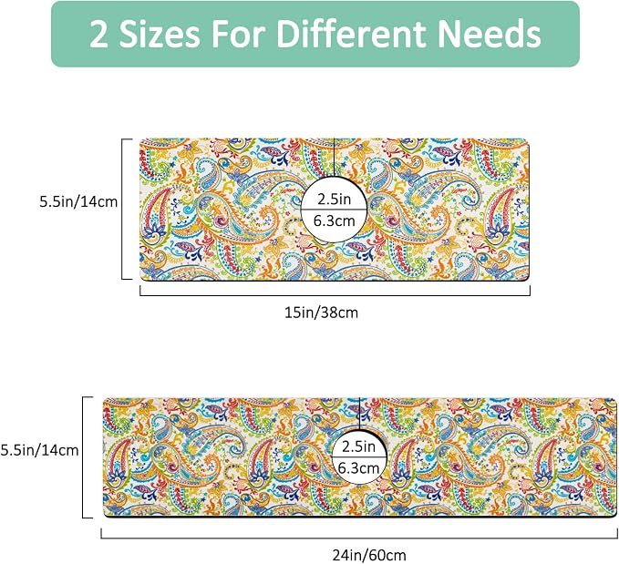 Kitchen Sink Splash Guard Faucet Mat 24" X 5.5" Paisley Absorbent Fast Drying Mat Faucet Draining Mat Sink Splash Guard Behind Faucet Drip Catcher for Kitchen Bathroom - Image 2