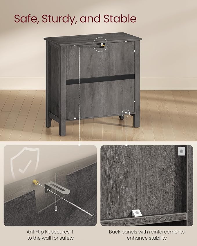 VASAGLE LIRY Collection - Buffet Cabinet, Coffee Bar Cabinet with a Drawer, Adjustable Shelf, Sideboard Storage with Cable Hole, Drawer Divider, Misty Gray UBBK341GW01S - Image 6