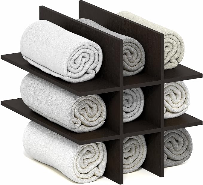 Furinno Cubicle 9-Compartment Cube Insert, Grid Cube Organizer, Dark Oak | 12.9W x 12.9H, Geometric Shelf Accessory, Fits into Furinno Triple Thick Cubes, IKEA Kallax, for Organizers and Storage by Furinno-FitsYourSpaceFitsYourBudget