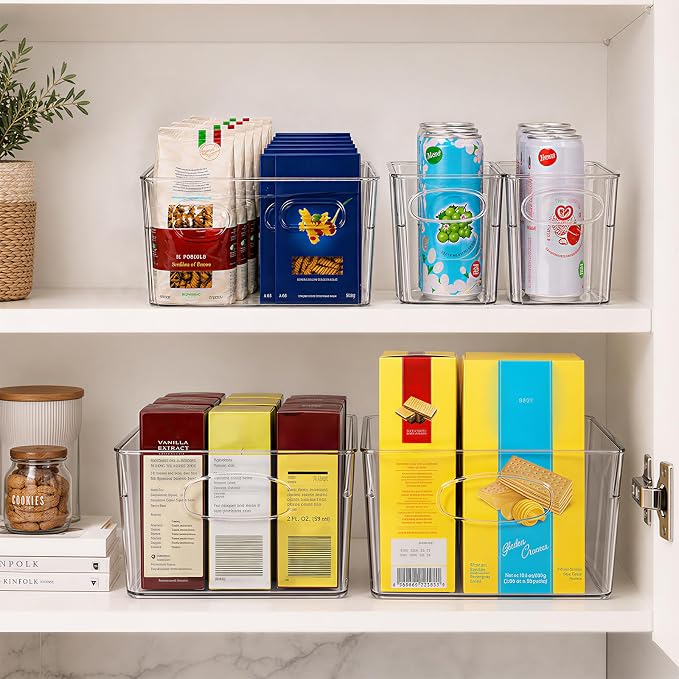 UFORU 10 Pack Clear Plastic Pantry Organizers and Storage with Handles | Non-slip Bottom Stability, Space-Saving Stackable Design, Clear Visibility, Thickened Plastic, Multi-Scene Storage Solutions - Image 4