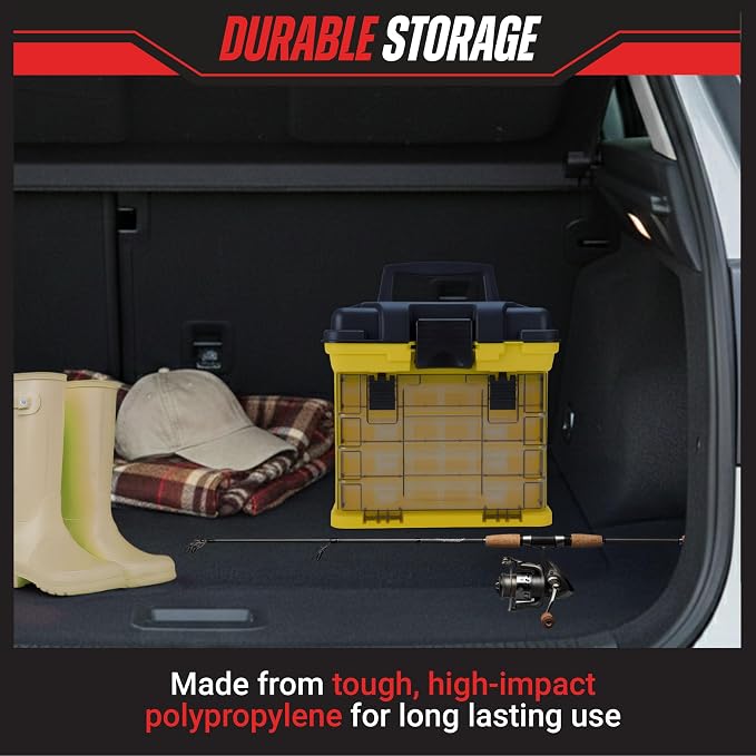 Portable Tool Box - Small Parts Organizer with Drawers and Customizable Compartments for Hardware, Tackle, Beads, or Crafts by Stalwart (Yellow) - Image 4