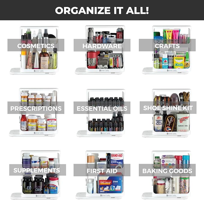 Spice Rack Organizer for Cabinet, Pull & Rotate, 2-Tier | Double-Decker Shelves, 10.8"H x 5.25"W x 10.8"D, Modular Side-By-Side, Non-Skid Feet, Stick-On Labels, Sturdy Build - Image 10
