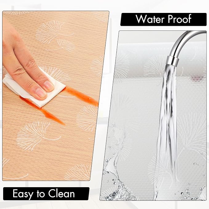Cooyes Shelf Liner, Non Adhesive Drawer and Cabinet Liner, EVA Washable Oil-Proof Shelf Paper for Kitchen Cabinets, Refrigerator, Storage, Desks with Modern Pattern - Image 6