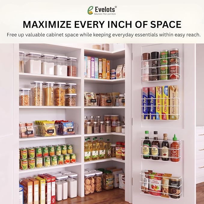Evelots Kitchen Wrap & Food Bag Organizer Wall/Cabinet Mount, 1-Pack, White | Keep kitchen wraps and food bags organized with 1 basket that mounts on a wall or cabinet door to save valuable counter space - Image 6