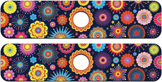 2 Pcs Kitchen Sink Splash Guard Faucet Mat Brilliant Floral Textures Faucet Mat for Sinks Flowers Pattern Absorbing Drying Mats for Kitchen Bathroom, 23.6x5.5inch - Image 8
