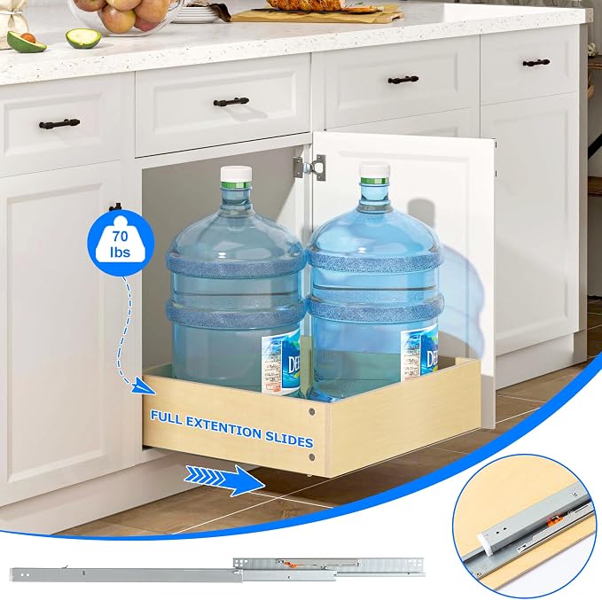 WelFurGeer Soft Close Pull Out Cabinet Organizer, 29" W x 22" D Heavy-Duty Pull-Out Cabinets Drawers, Smooth Slide-Out Shelf for Kitchen Cabinets, Space-Saving Cabinet Organizer with Easy Installation - Image 6