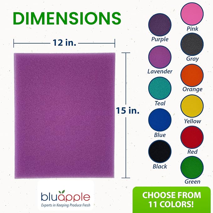 Bluapple FreshMats, Refrigerator Liner, Fridge Drawer Mats, Crisper Life Extender Liner Keeps Produce Fresh Longer, Anti-Bruising, Helps Air Circulation, Washable & Reusable (4-Mats, 12x15, Lavender) - Image 4