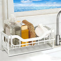 Sponge Holder for Kitchen Sink - Sink Caddy Organizer with Auto Drain Tray, Detachable Towel Rack, Stainless Steel Kitchen Counter Organizer Rack (White) by SWILLE