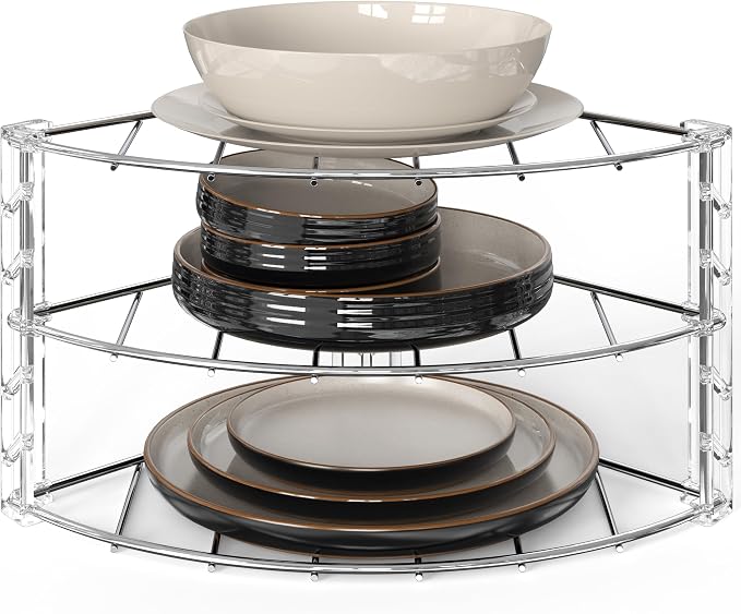 Deco Brothers 3-Tier Counter and Cabinet Corner Shelf Organizer, Chrome - Image 4