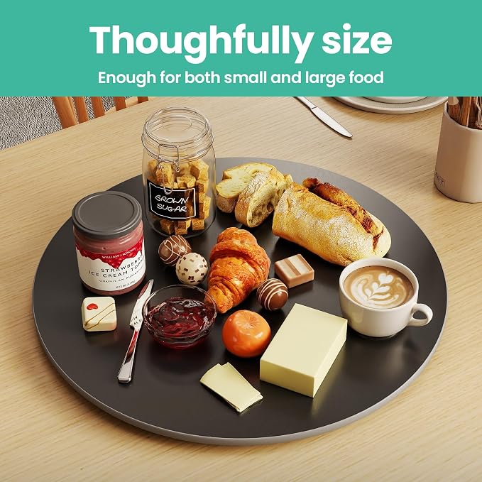 11.8" Lazy Susan Turntable – 360° Sinteredstone Silent Anti-Slip Turntable, Table Top Centerpiece for Kitchen, Pantry, Spice Rack, Refrigerator & Dining Table, Black - Image 6