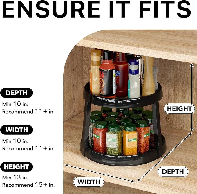 Simple Houseware 2-Tier Lazy Susan Spice Organizer, 10-Inch, Rustic Brown - Image 6