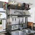 LIVOD Over The Sink Dish Drying Rack,3 Tier Adjustable Length Full Stainless Steel Large Storage Kitchen Dish Rack,for Kitchen Counter Expandable Multifunctional Organizers,Silver (25.5'' to 37.6'') by LIVOD