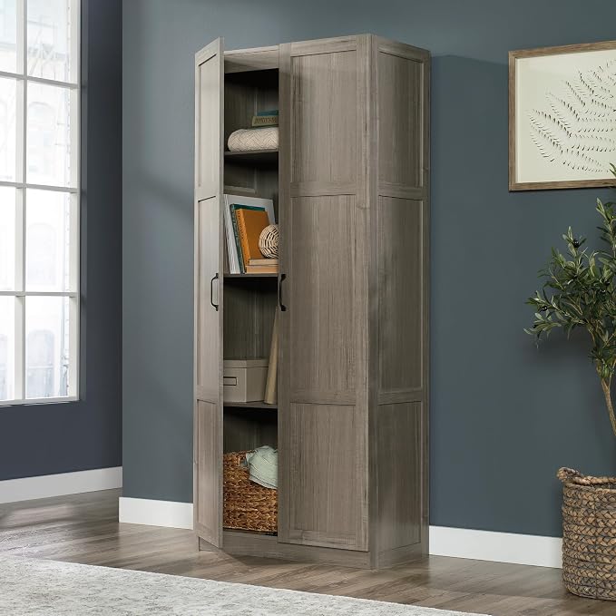 Sauder Select 71" Storage Cabinet, Pantry Cabinet Kitchen Storage with Adjustable Shelves, Bathroom Storage Cabinet, in Silver Sycamore - Image 4