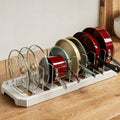 Expandable Pot Lid Organizer, 22" Adjustable Pot and Pan Holder | Under Cabinet, 10 Dividers, Inside Kitchen Cabinet Storage Rack for Baking Sheets, Cutting Boards, Cookware by Unknown