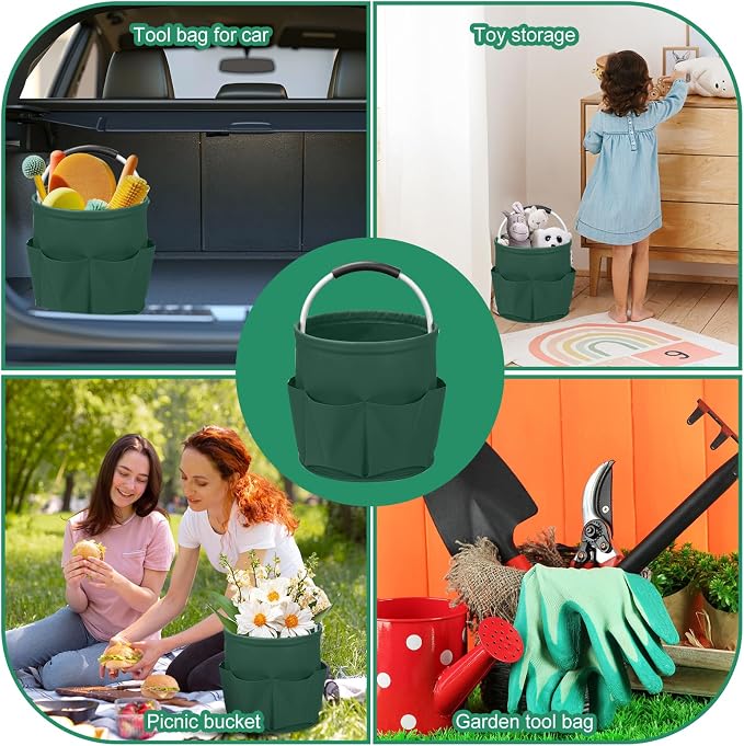 Cleaning Caddy for Cleaning Supplies,17L Cleaning Supply Caddy with Handle Foldable Cleaning Supplies Organizer Bucket Cleaning Products Organizers for Home, Garden (Grass Green) - Image 7