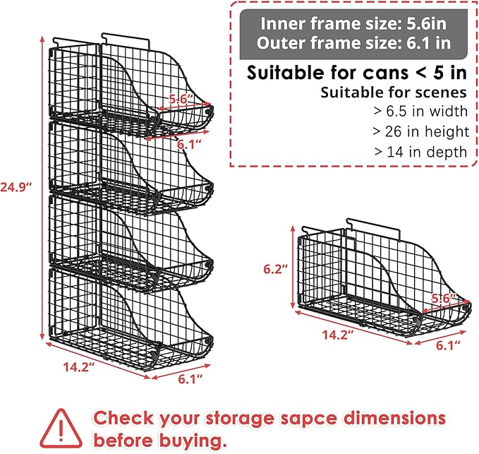 Sonyabecca 6 Pack Stackable Can Organizer for Pantry Cabinet Food Storage | Soda Can Organizer Storage Rack, Can Food Storage Dispenser for Pantry and Cabinet Shelves with Stackable Design - Image 7