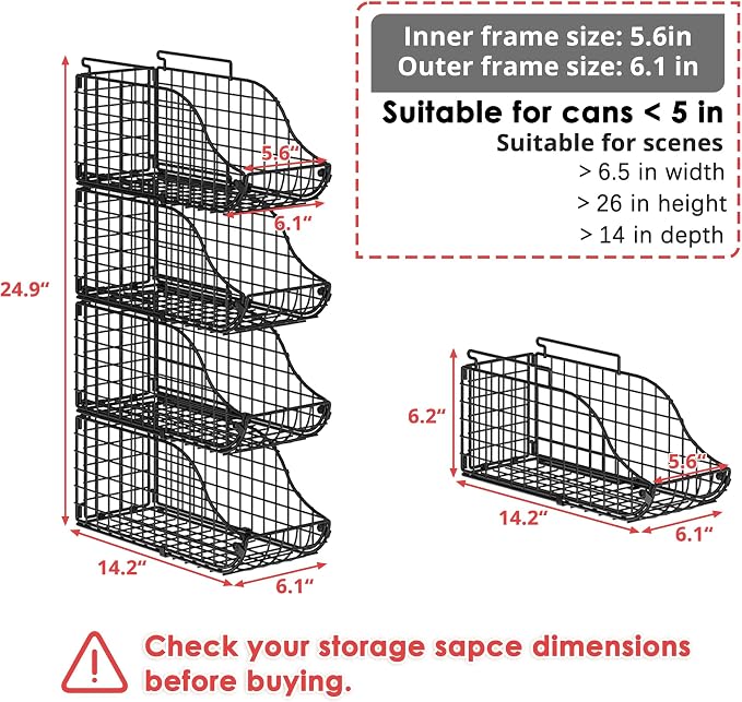 Sonyabecca 4-Pack Stackable Can Rack Organizer for Kitchen Pantry | Soda Can Organizer and Food Storage Dispenser for Pantry Cabinets. Foldable Wire Rack Keeps Canned Food Organized - Image 8