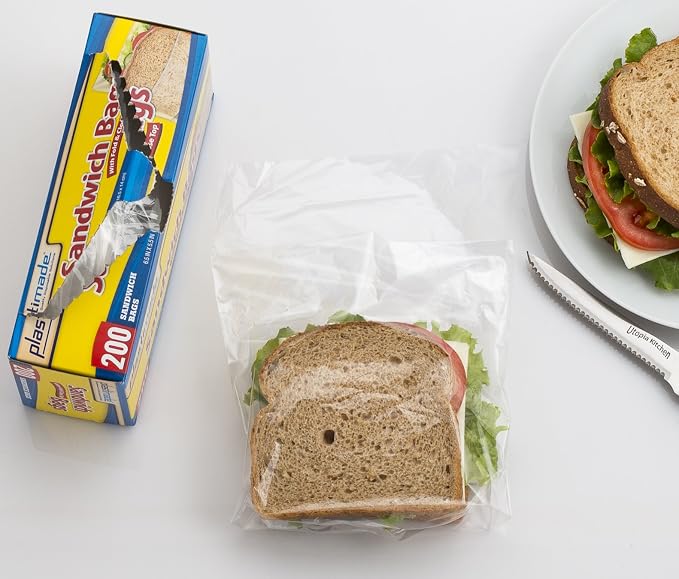Fold Top Sandwich Bags, 400 Count Clear Plastic Lunch Baggies | Flip flap closure for school snacks, produce & portion control; no zipper design, easy open for kids, work & meal prep - Image 3