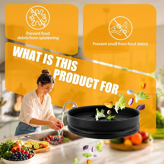 3 3/8" Garbage Disposal Splash Guard Replacement for InSinkErator Evolution | QCB-AM rubber Drain Insert, Sink Baffle, Garbage Disposer Accessories, Upgraded Removable Quiet Collar Drain Plugs, Black - Image 3