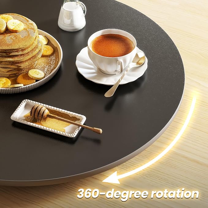 11.8" Lazy Susan Turntable – 360° Sinteredstone Silent Anti-Slip Turntable, Table Top Centerpiece for Kitchen, Pantry, Spice Rack, Refrigerator & Dining Table, Black - Image 4