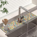 Kitchen Sink Splash Guard Faucet Mat 24" X 5.5" Paisley Absorbent Fast Drying Mat Faucet Draining Mat Sink Splash Guard Behind Faucet Drip Catcher for Kitchen Bathroom by Unknown