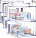 STORi Audrey Stackable Clear Bin Plastic Organizer Drawers | 2 Piece Set | Organize Cosmetics and Beauty Supplies on a Vanity | Made in USA (Pack of 3) by STORi