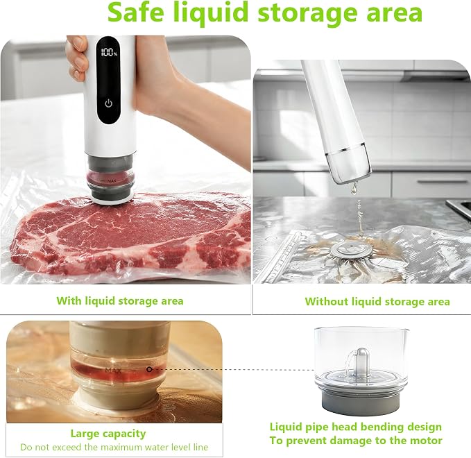 Compact Vacuum Sealer for Food Storage: Portable Handheld Food Sealer, 80kPa Suction, 1800mAh Battery, 30 Reusable Vacuum Bags, Preserve 5X Freshness with Easy Operation - Image 2