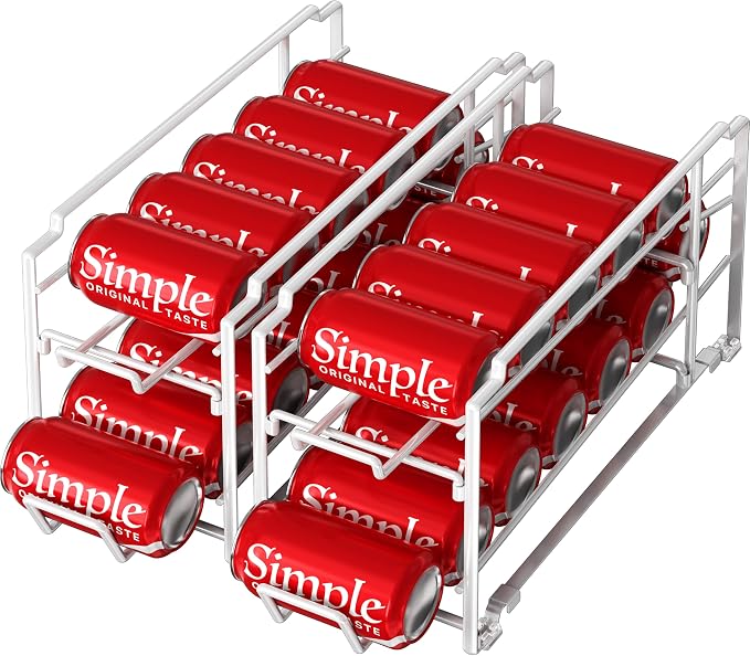 Simple Houseware 2-Pack Stackable Beverage Soda Can Dispenser Rack, White | Metal Soda Can Soft Drink Organizer by SimpleHouseware