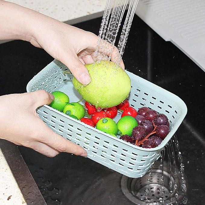 Soddeph Plastic Storage Baskets for Cabinets, Household Pantry Organization with Handle,Organizer Bins for Room,Bathrooms,Under-Sink,Kitchen (Green, XS-3PACK) - Image 5