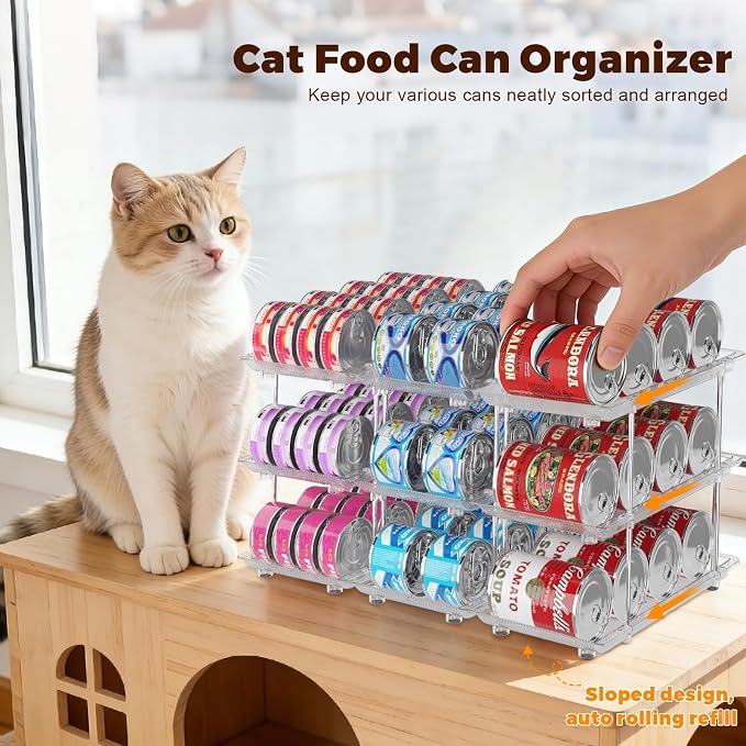 Cat Food Can Organizer, 3-Tier Adjustable | Modular, For Pantry & Fridge, Fits 3oz & 5oz Cans, Clear, Soup Cans Storage - Image 6