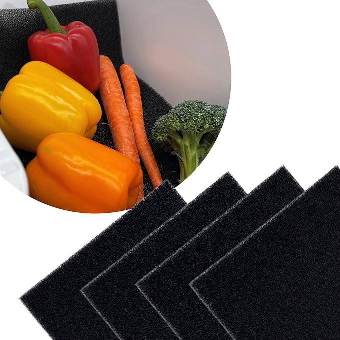 Bluapple FreshMats, Refrigerator Bin Liner, Fridge Drawer Mats, Crisper Life Extender Liner Keeps Produce Fresh Longer, Anti-Bruising, for Air Circulation, Washable & Reusable (4-Mats, 12x15, Black) - Image 9