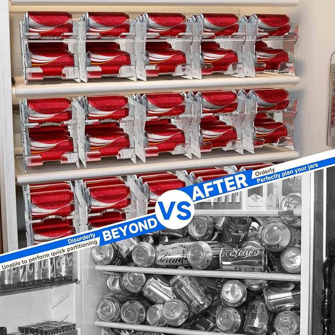 Homakover Soda Can Organizer for Mini Fridge, 9'' Acrylic Rolling Can Organizer Dispenser, Auto Beverage Can Holder Rack, Can Drink Holder for Canned Food Beer 12oz Standard Cans (Upgraded Version) - Image 5