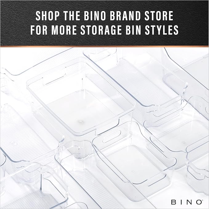BINO | Plastic Storage Bins, Medium - Shallow | THE HANDLER COLLECTION | Multipurpose Organizer Bins | Kitchen Pantry Organizers and Storage | Clear Containers for Organizing Home | Freezer Organizer - Image 8