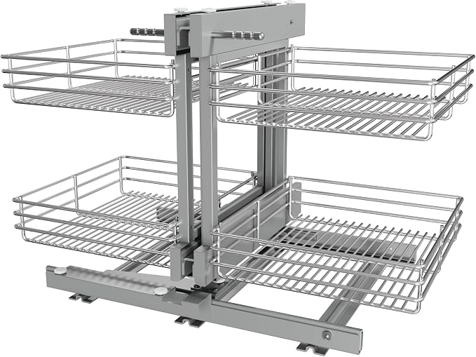 Blind Corner Cabinet Pull Out 2 Tier, Left & Right Blind Corner Cabinet Organizer for 18" W, Cabinet Pull Out 4 Shelves, Chrome, Slide Out Drawers for Kitchen or Bathroom Cabinets by STORKING