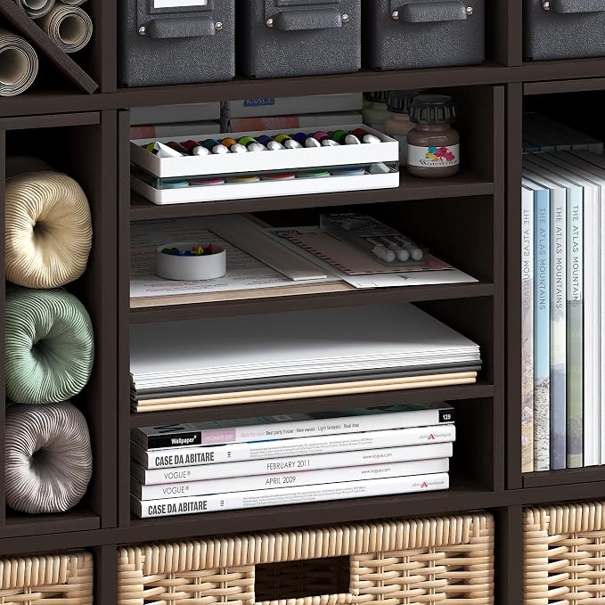 Furinno Cubicle 3-Shelf Cube Insert, 3-Tier Cube Organizer, Dark Oak | 12.9W x 12.9H, Shelf Accessory, Fits into Furinno Triple Thick Cubes, IKEA Kallax, for Organizers and Storage, - Image 6