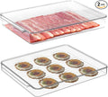 Stackable Freezer Organizer, Flat Produce Saver Sliced Cheese Container with Lids, Freezer Storage Containers Food Storage Tray for Fruits, Vegetables, Meat by vacane