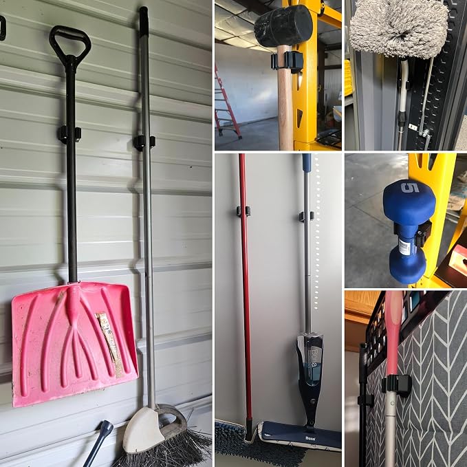 ULIBERMAGNET Magnetic Mop Broom Holder,6 Pack Heavy Duty Movable Magnetic Broom Holder Rack,Anti-slip Wall Mounted Utility Storage Mop Shovel Hanger for Garage, Kitchen, Laundry, Garden - Image 5