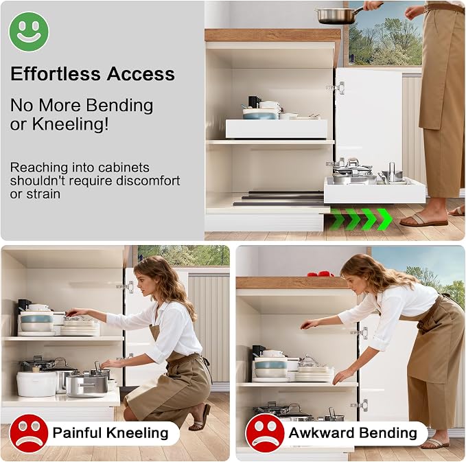 Pull out Cabinet Organizer,Extendable (12"-20") Heavy-Duty Pull-Out Drawers – Secured with Nano Adhesive Tape, Ideal for Cookware Storage, for Kitchen Base Cabinets (21" Dx12-20" W(1 Pack)) - Image 3