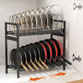 Housolution 2 Tier Expandable Pot and Pan Lid Organizer Holder Rack | 12"-20" Expandable, Adjustable Dividers, 2 DIY Methods for Flexible Storage by Housolution