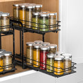 RCHYFEED 2 Tier Pull Out Spice Rack for Inside Cabinets,5.5" Wx10.5 Dx9.5 H | Height Adjustable Spice Cabinet Organizer Heavy Duty Metal Pull Out Spice Rack Vertical Spice Shelf for Cabinets & Pantry by RCHYFEED