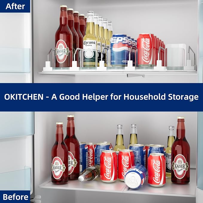 Drinks Organizer for Fridge and Pantry, Soda Can and Bottle Dispenser for Refrigerator with Automatic Pusher Glide, 5 Rows Holds Up to 25 Cans - Image 3