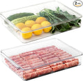 2 Pack Deli Meat Container for Fridge, Bacon Container with Lids for Refrigerator Fruit, Cold Cuts, Cheese Keeper Marinade Tray, Stackable Freezer Storage Containers by vacane