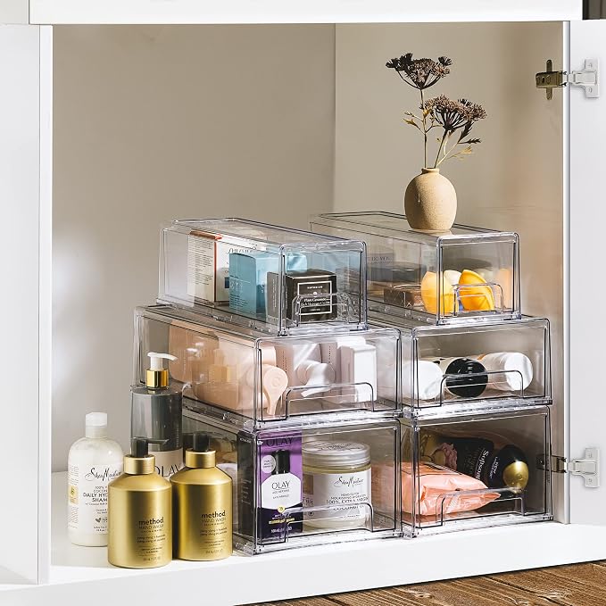 Sorbus Large Clear Storage Drawers (2 Pack) – Stackable Pull-Out Storage Bins with Handles, Slide Out Organizer Drawers for Pantry, Fridge, Kitchen – Stackable Acrylic Storage Bins - Image 6