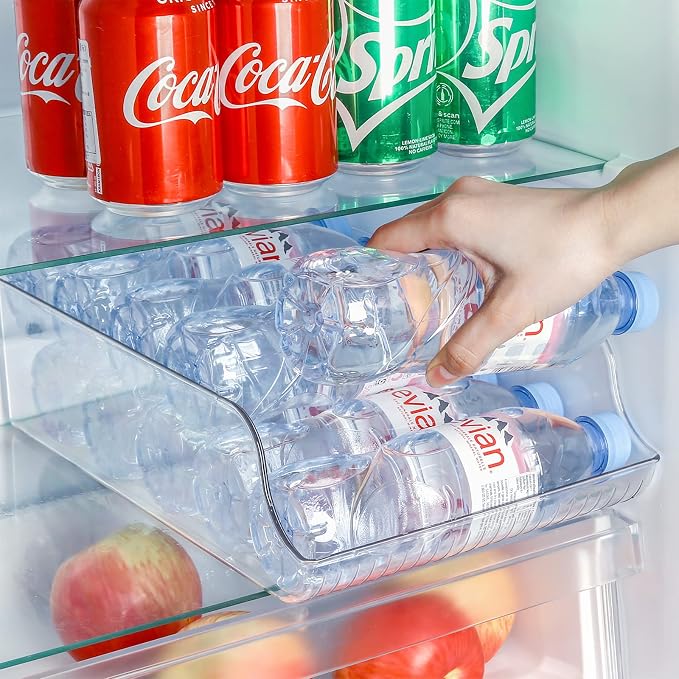 Puricon 2 Pack 16.9 oz Water Bottle Dispenser Organizer for Refrigerator Plastic Container Storage Bin for Fridge Freezer Pantry Kitchen | Plastic Container Storage Bin for Refrigerator Fridge Freezer Pantry Cabinet Kitchen - Image 3