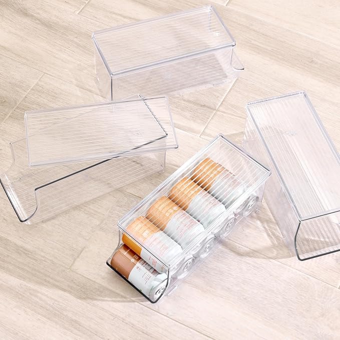 iDesign Soda Can Organizer with Lid, Set of 4, Clear | For Pantry or Refrigerator, Made in USA - Image 8