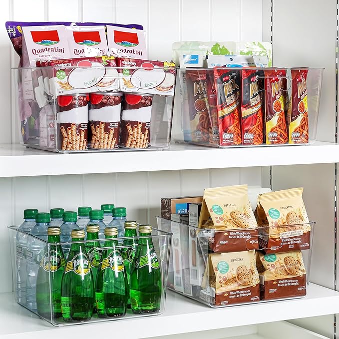 Vtopmart 4 Pack Extra Large Clear Storage Bins, 11x11 Cube Organizer | Acrylic Cube Storage Bins, Plastic Containers with Handle for Pantry, Kitchen, Closet, Laundry Room, Bathroom, Under Sink - Image 7